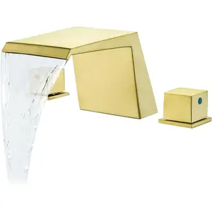 Brushed  Roman Tub Faucet Set Waterfall Bathtub Faucet for 3 Hole Deck Mount High Flow Tub Faucet Rough-in Valve