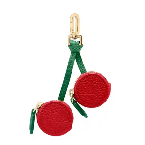 Wrapped Wish B Mini Fruit Coin Purse Keychain Cute Small Change Purse Bag Charms for Handbag Leather Cherry Coin Pouch for Women