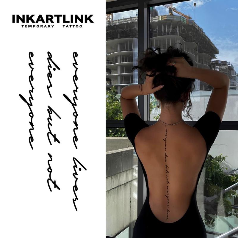 INKARTLINK Tattoo Tech, 2 Sheets Semi-Permanent Temporary Tattoos ,Artistic Lettering,Adult Art Design,Lasts 1-2 Weeks, Waterproof, Realistic Look, No Adhesive, No Reflection,For Man And Woman,Ideal for Swimming, Party