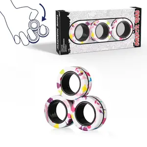 YISHIDANY 3Pcs Fidget Magnetic Ring Toys Fingers Magnet Rings ADHD Stress Relief Magical Spinner Toys for Adult Kids Anxiety