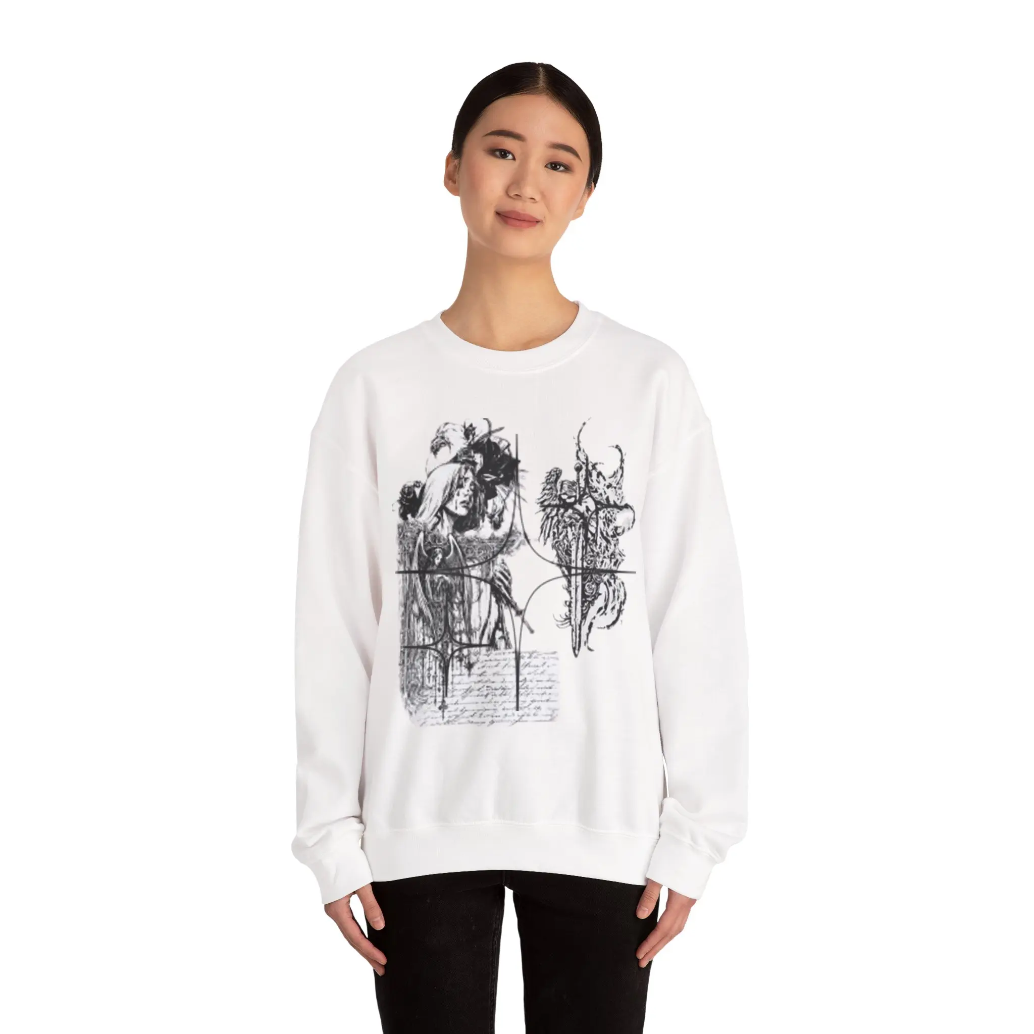 Cyber Sigil Long Sleeve White Tee | Y2K Futuristic Streetwear