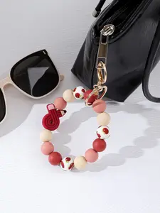 Teacher Appreciation Gifts - Cute Silicone Beaded Wristlet Keychain - Apple & Pencil School Bag Charm - Back to School Accessories for Women