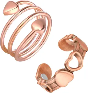 2PCS Copper Rings for Women,Magnetic Thumb Cooper Ring with Magnet,Lymphatic Jewelry Gifts for Womens