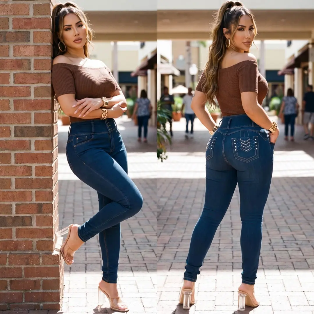 Push Up Super High Waist Stretch Skinny Jeans Indigo