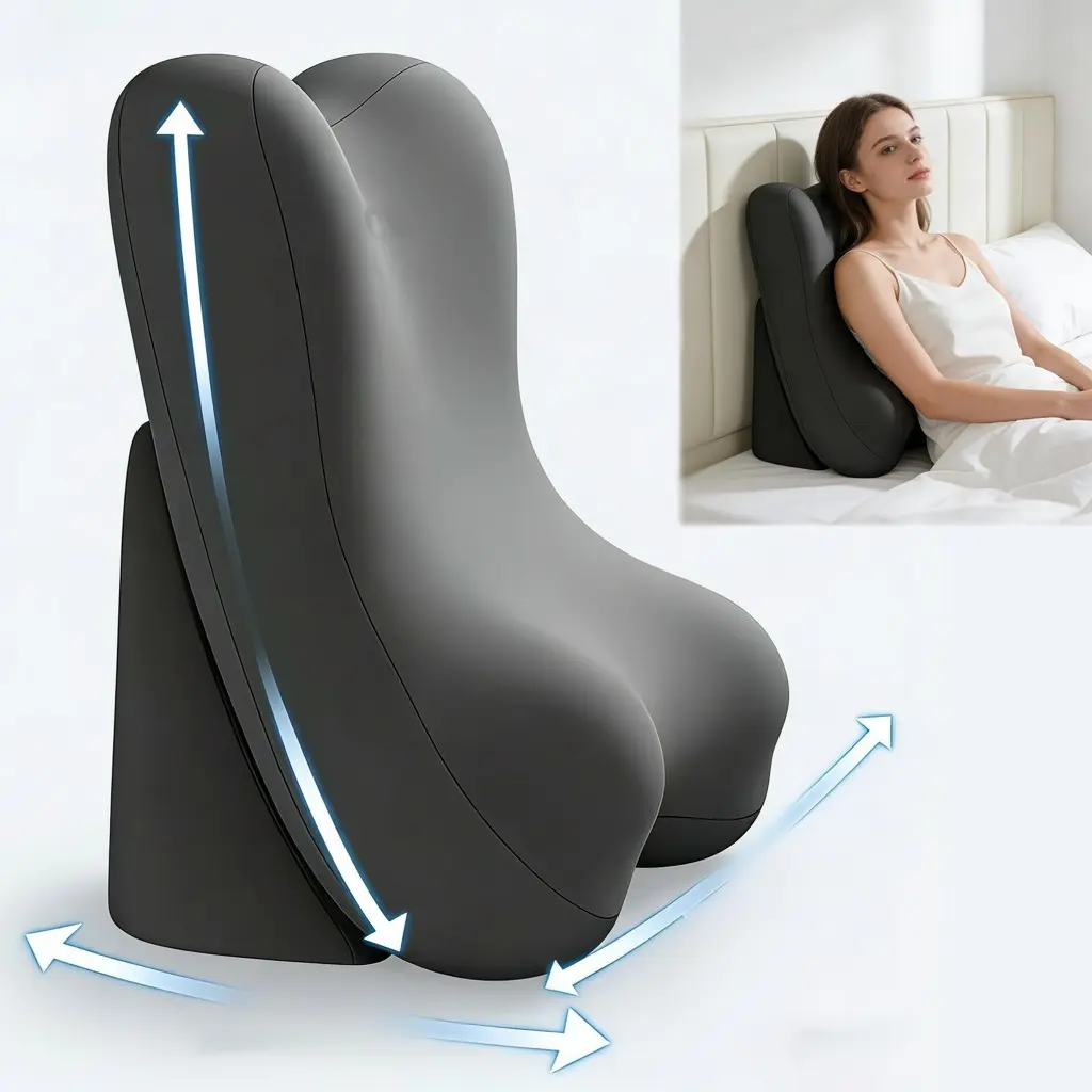 1 PC Comfortable Reading Pillow for Bed, Supportive Memory Foam Backrest Design, Bed Back Rests for Sitting Up in Bed, Ideal for Reading, Watching TV, Home Relaxation, Bed Backrest Cushion, Single Piece