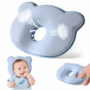 Baby Memory Foam Pillow - Hypoallergenic, Soft Breathable Infant Neck Support Pillow for Flat Head Prevention, Portable for Baby Sleeping & Travel