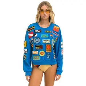 VINTAGE PATCH RELAXED CREW SWEATSHIRT - OCEAN