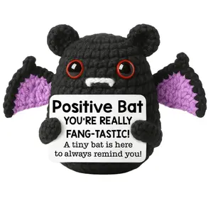 Cute Handmade Knitted Bat Doll, Huggable Collectible, Inspirational Gift for Birthdays, Graduations, Stress Relief, Positive Energy, Humorous, Weird Crochet Bat, Handmade Crochet Figure