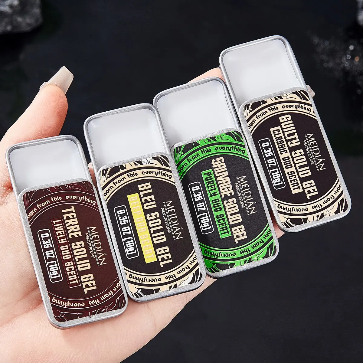 4pcs Men's Solid Perfume Set, Aromatic and Woody Scent, Mens Fragrance, Alcohol-Free, Perfect for Dates and Daily Freshness, Ideal Gift, 10*4g, Fragrance Collection