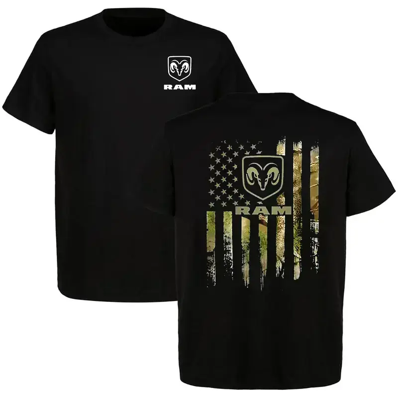 RAM American Flag Graphic T Shirt, Patriotic Automotive Streetwear Apparel, Perfect Gift For Truck Lovers, Unisex Graphic Tee