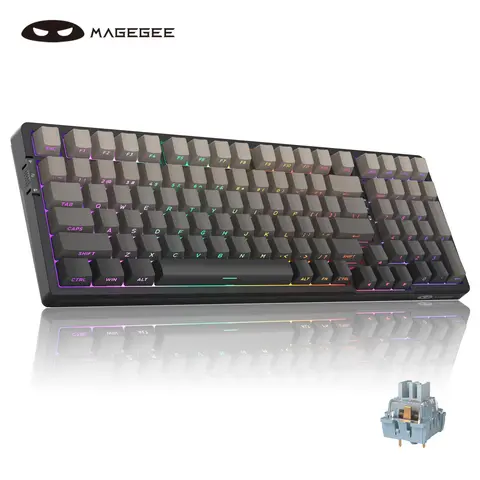 MAGEGEE Light100 96% Layout Creamy Gaming Keyboard - Silent Gasket Hot Swappable Backlit RGB, 8000mAh Wireless Bluetooth, 3-Way Connection Modes, Compact Ergonomic Work Tech Gadget for Win/Mac/PC