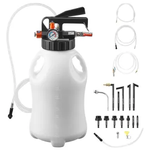 fathersdaygift VEVOR Transmission Fluid Pump, 8 L Pneumatic Oil Fluid Extractor, ATF Refill Dispenser Transfer Pump with 15 ATF Adapters, Oil Extractor Dispenser with HDPE Tank for Cars, Boats, Lawn Mowers