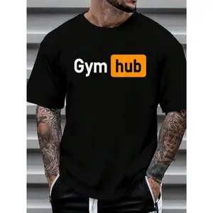 100% Cotton Gym Hub Funny Cute Adult Novelty Workout Gym Fitness T-Shirt Women's Men's Graphic Tee Causal Tops Fashion