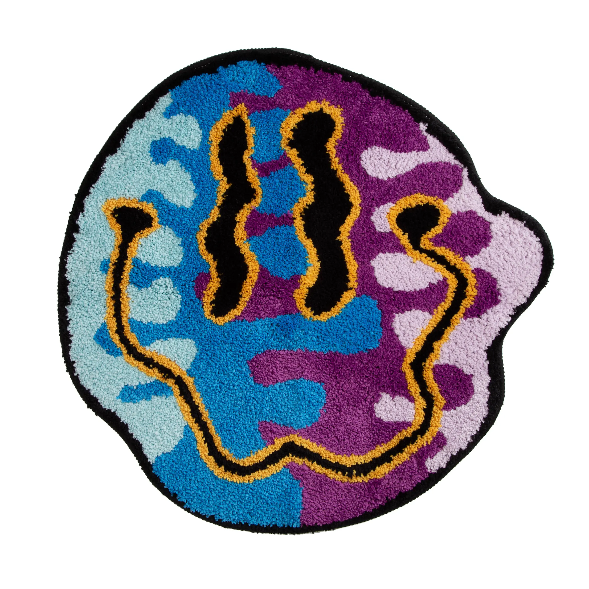 LAKEA Tufted Magic Trippy Smiling Face Rug Handmade Carpet Custom Rug for Home Decoration or Gift Tie Dye Rug Camellia Shaped Rug Boho Style Rug Bohemian Style Rugs