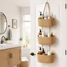 【Free Shipping】14in Pure Cotton Woven 3-Tier Trapezoid Over-the-Door Basket, Wall-Mounted Eco-Friendly Jute Organizer, French Country Aesthetic for Busy Parents, Gift Hook Included for Bathroom Home Goods, Perfect Gift Storage Solution,home decor