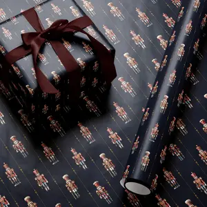 Nutcracker Elegant Christmas Gift Wrap, Nutcracker Christmas Seasonal Wrapping Paper - Perfect for Gift Wrapping for Loved Ones, Party, Holidays & Special Occasions