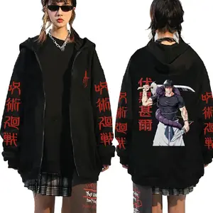 Hot Anime Jujutsu Kaisen Fushiguro Toji Graphic Printed Hooded Men Women Zipper Hoodies Plus Size Sweatshirt Harajuku Zip Jacket