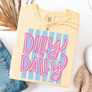 Comfort Colors Dilly Dally TShirt Cute Duck Graphic Tee Retro Animal Lover Shirt Vintage Aesthetic Duckling Top Sarcastic Bird T-Shirt Spirit Era Art