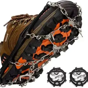 Ground Grip Crampons Ice Shoes Non-slip Grip Snow Shoes for Boots & Shoes Women Men 19 Stainless Steel Spikes Safety Protection for Hiking Fishing Walking Rock Climbing Mountaineering 8-tooth Manganese Steel Crampons