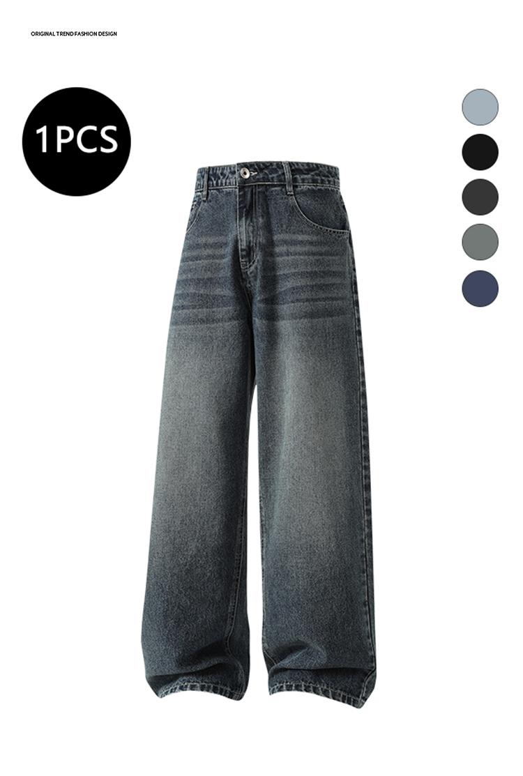 3-pack men’s jeans for autumn/winter, high cotton content, simple versatile straight-leg classic vintage jeans—men’s pants suitable for everyday commuting and casual wear.