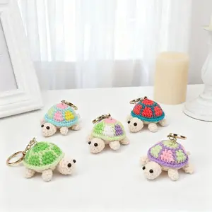 Crochet Turtle Keychain, Handmade Wool Animal Keyring