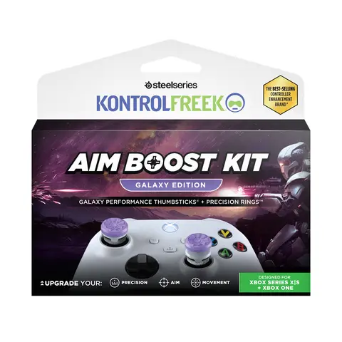KontrolFreek Aim Boost Kit - Xbox 1 & Xbox Series X Game Console Accessories, Rubber Performance Sticks, Precision Rings, Mixed Heights, Resistance, Shock Absorption, Overshoot Control Galaxy Edition Thumbstick Grips