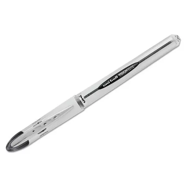 Uni-Ball UBC61231 0.8 mm Bold Black Ink, White & Black Barrel VISION ELITE Stick Roller Ball Pen