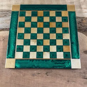 Emerald Green Maple Wood Chess Board (INCLUDES PIECES)