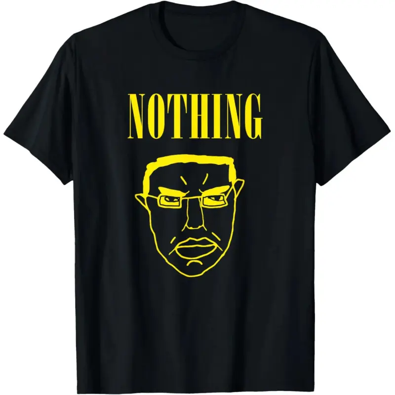 Men's Graphic T-Shirt, Soft Cotton "Nothing Ever Happens" Chud Wojak Meme Print, Minimalist Street-Style Shortsleeve Tee