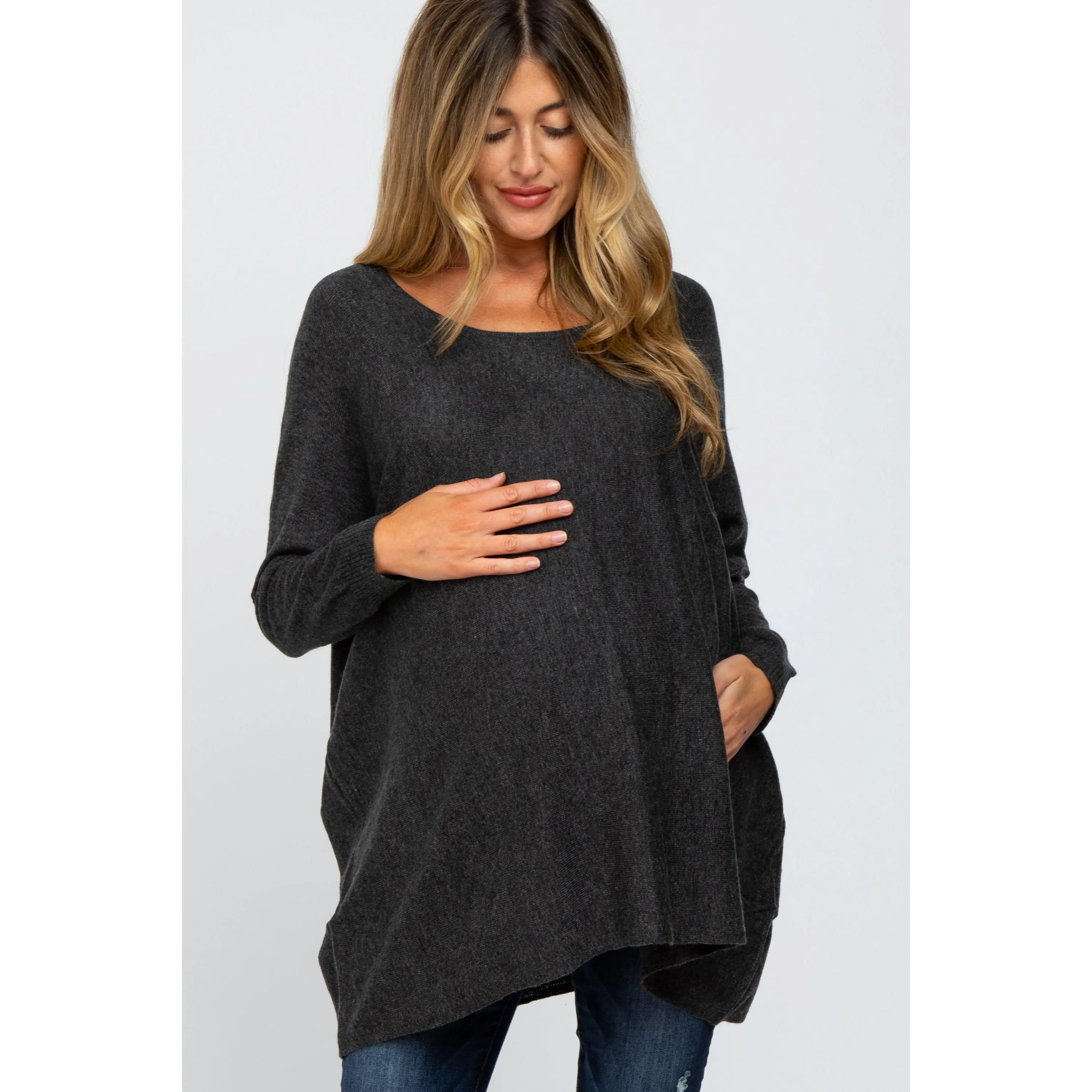 Black Soft Knit Dolman Sleeve Maternity Sweater