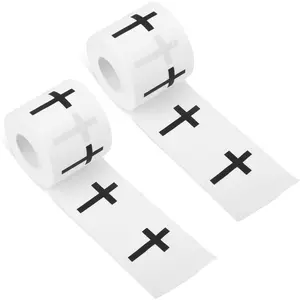 2 Rolls White Christian Cross Athletic Tape – 23ft Skin-Friendly Cotton Sport Tape with Serrated Edges, Black Cross Design, Wrist & Body Support for All Athletes & Sports (Baseball, Football, Boxing) christian church gift