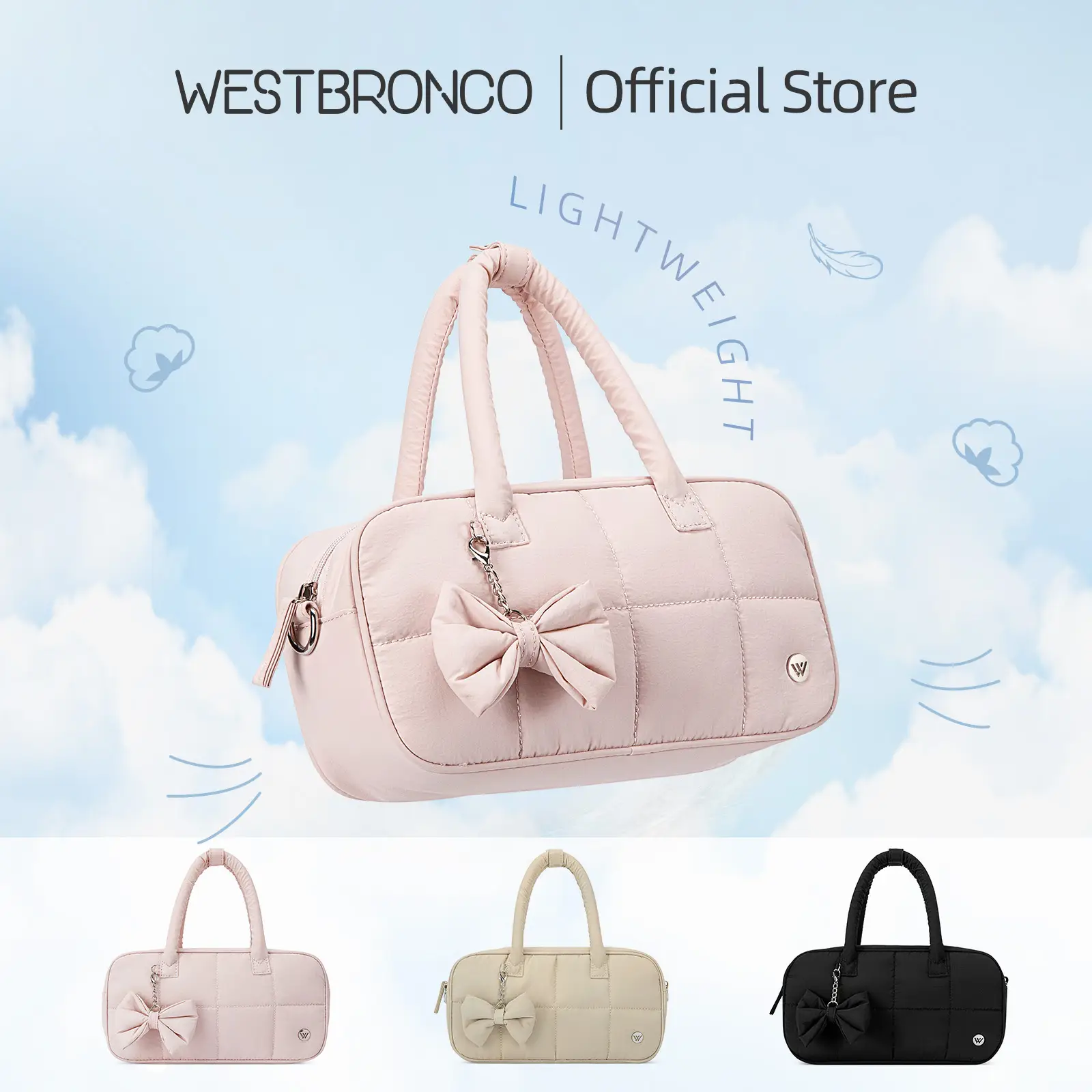WESTBRONCO FallFreshness Puffer Crossbody Bag for Women Quilted FASHION Shoulder Handbag Cosmetic Makeup Bag with Cute Bow BAG FOR FALL