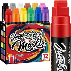 12 Colors  Poster Markers,    Markers, 15MM Thick Permanent  Markers, Wide Tip  Markers for , Canvas, Poster Board, Banner, Fabric, Metal, Artists, Teachers