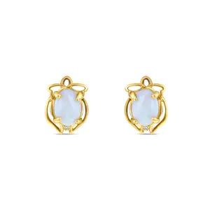Oval Opal Studs 14k Yellow Gold