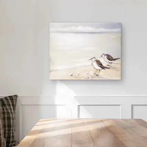 Begin Home Decor C1MP16203TN4C3 16 x 20 in. Two Sandpipers on the Beach Wall Art - Bedroom Beach Metal Print