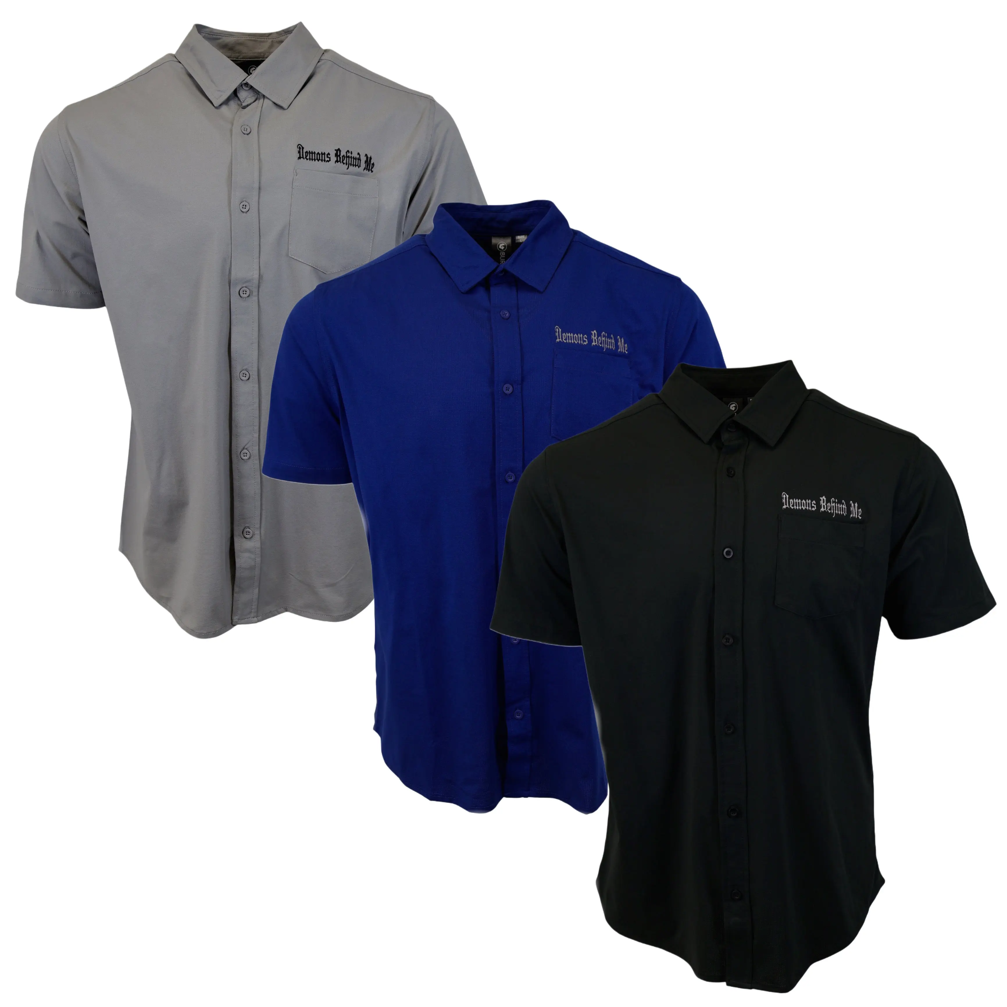 Micro-Perforated, Stretch Embroidered Button-Up Micro-Perforated, Stretch Embroidered Button-Up