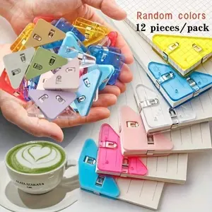 12-Piece Creative Multi-Functional Triangular Clip, Anti-Bending Durable Plastic Paper Clips, Ideal for Books Notebooks Bills, Office & Home Organization