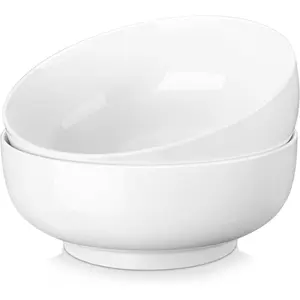 Serving Bowls, 114 OZ(10") Extra Large Salad Bowls Set of 2, White Porcelain Serving Bowls for Salad, Soup, Pasta and Dinner, Large Ceramic Bowl Set for Entertaining, Series REGULAR