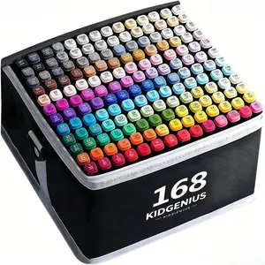 KIDGENIUS Dual-Tip Alcohol Marker Set, 120/168/262 Vibrant Shades, Durable Art Pens for Fine Detailing and Full-Page Coloring, Ideal Summer Holiday Gifts for Kids, Students and Adults, Perfect for Hand Painting, Canvas Art, Art Stickers and DIY Handcraft