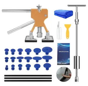 Car Dent Repair Kit with T-Handle Puller & Plastic Film for Vehicle Body Small Dent Removal and Damage Repair Professional Results Complete Set