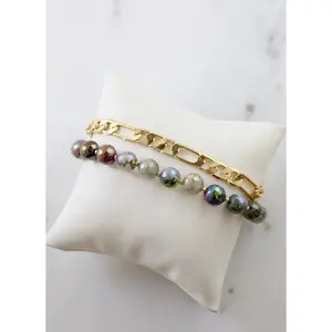 Antigua Chain and Stone Necklace/Bracelet ABALONE Versatile Metal and Stone Mixture for Coastal Flair Chunky Design Dazzling Look