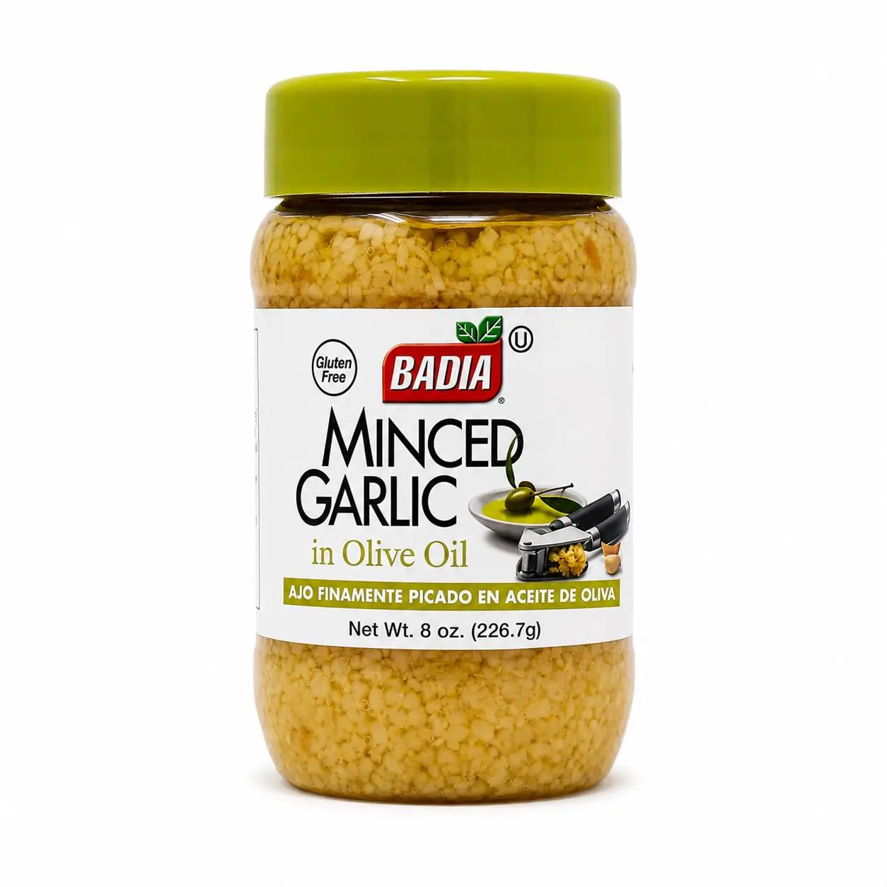 Badia Minced Garlic, 8 oz | Convenient minced garlic in olive oil for pasta, marinades, sauces, meats, vegetables, soups, and everyday cooking