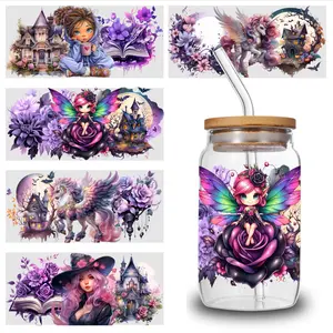 5 Sheets Fairy Rose UV DTF Stickers Themed UV DTF Transfer Paper - Waterproof & Scratch Resistant, 3D Crystal Clear Decals for Glass Cups, Mugs, Laptops, Refrigerators