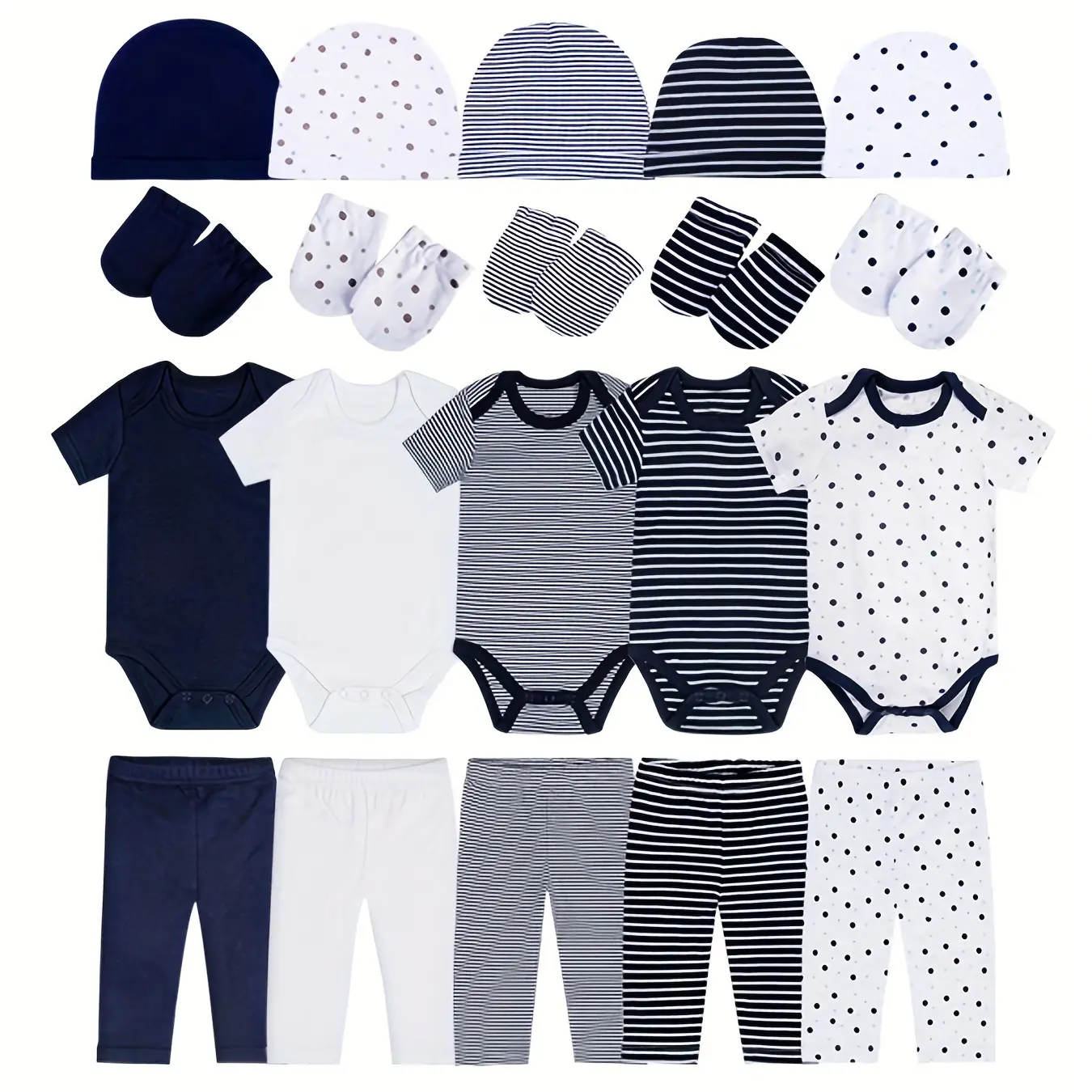 JY.COZY FOR BABY Baby Boy clothes 20 Pieces Deep Blue Cotton Romper  Onesie Set Newborn Pajama Comfort Infant Outfit Essentials Soft Breathable Material Gentle for Delicate Skin Bodysuit Gift Without Guard