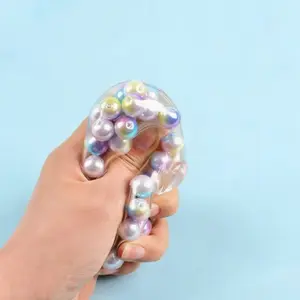 Creative Stress Relief Toy Ball, Stress Relief Gadgets, Pearl Bead Squeeze Soft Ice Cream Balls, High Aesthetic Value, & Colorful Shell Pearls, Stress Relieving Accessory, Stress Ball Without Net