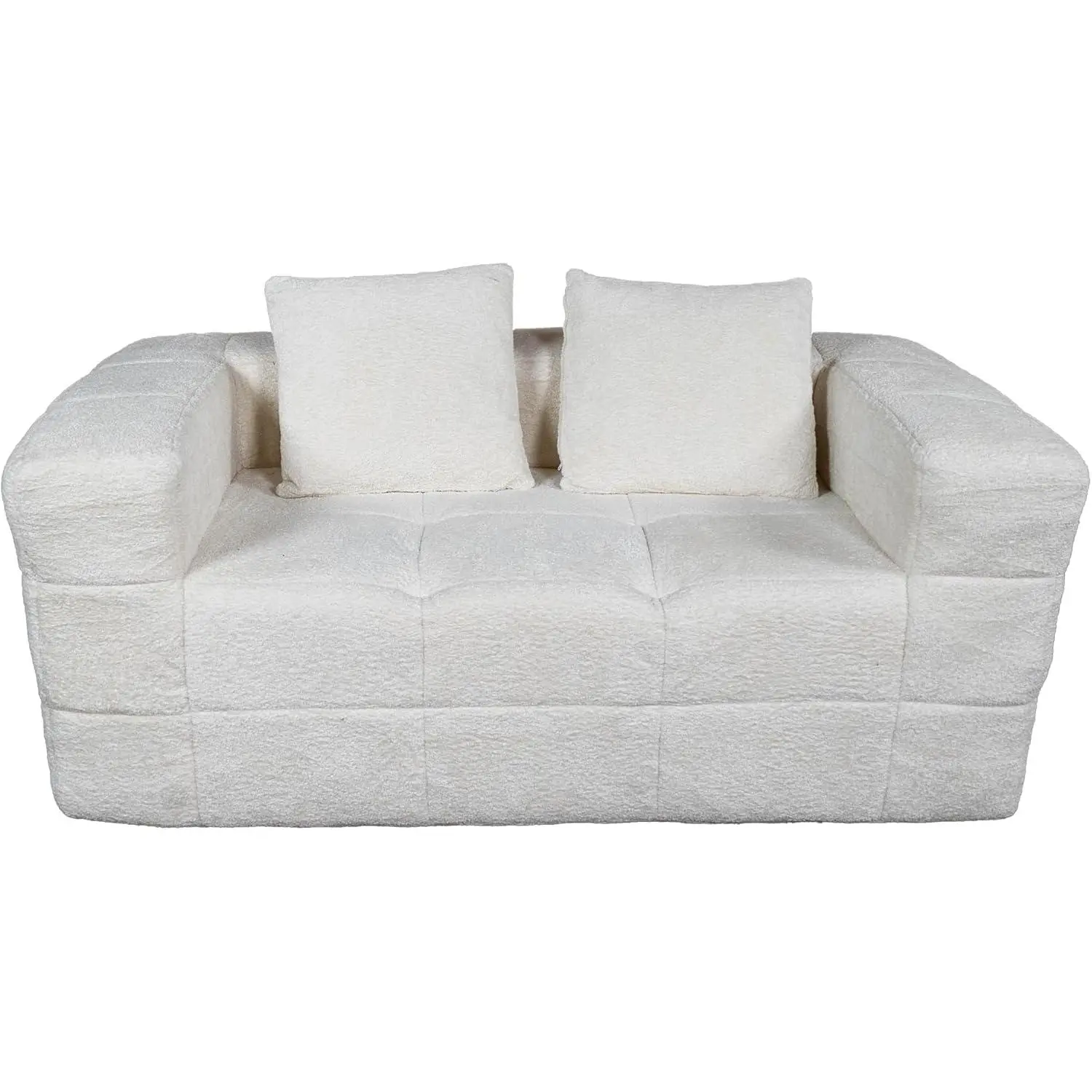 Vintage Corduroy No-Frame Loveseat Sofa, 60" Wide Lounge Sturdy Cloud-Soft Foam, Tufted Design, Fixed Arms, Wear-Resist Fabric, Easy-Care Indoor Office Furniture for All-Age Apartments