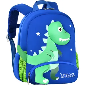 Dinosaur Boys Backpack for Toddler Kids, Anti-lost Bookbag for Toddler Boys Preschool Backpack, Fit A4 Folder, 02-Sky-blue+Green