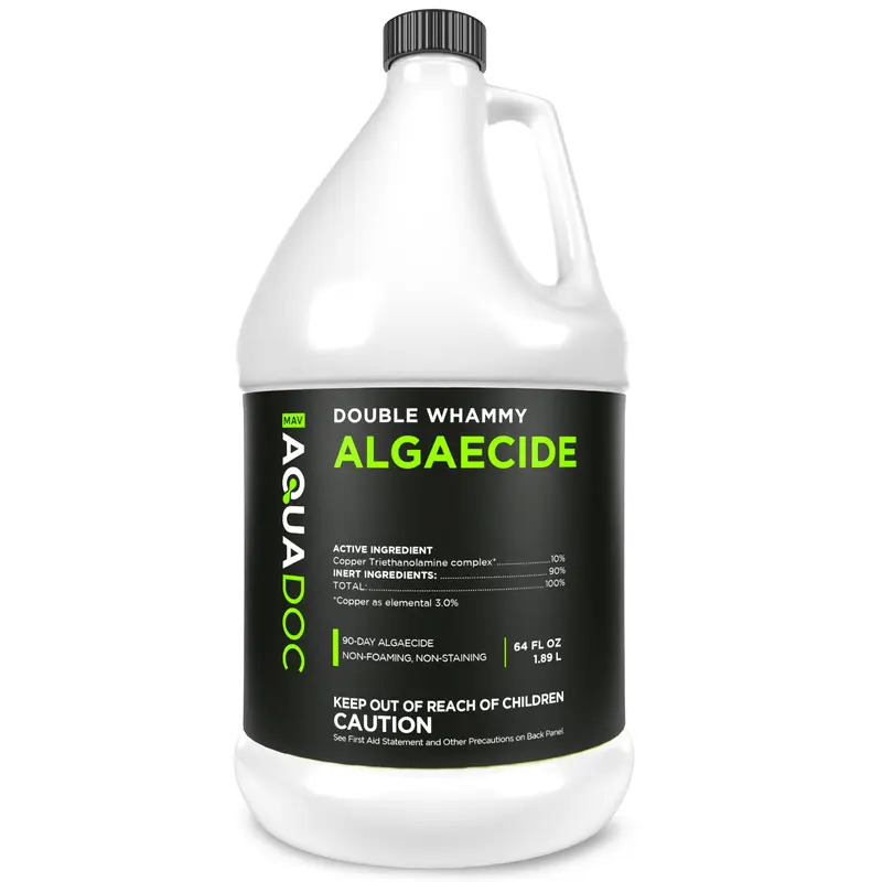 AquaDoc Copper-Based Algaecide Pool Chemicals - 64 oz (1.89 L) Stainfree Foamfree Clarity Cleaner, 90-Day Algae Guard Long-Term Control, Targets 4 Algae Varieties, Reduces Chemical Use for Inground & Above Ground Pools
