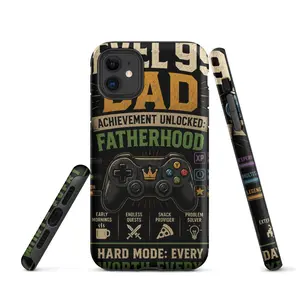 Level 99 Dad Gamer iPhone Case | Achievement Unlocked Fatherhood Phone Case | Funny Gaming Dad Gift for Fathers Day