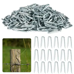 210 count U Fence Staples - Galvanized U Shaped Nails Heavy Duty Staples Fencing Staples U Nails for  Fencing Barbwire Fence (Siver)